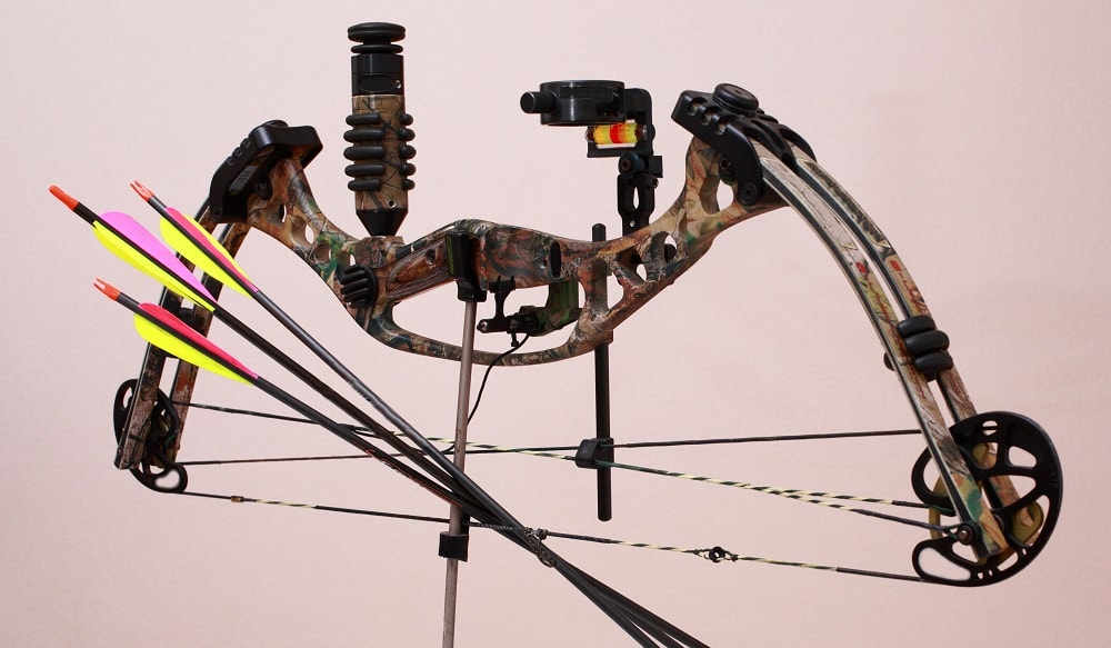 a compound bow in side view